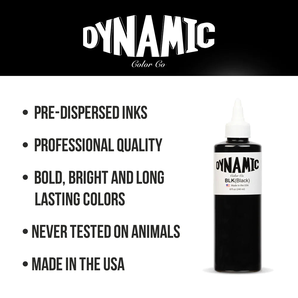 Dynamic Ink Black 8oz Bottle for Tattooing