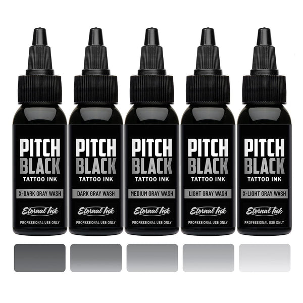 Eternal Ink - Juego de lavado Pitch Black Grey 5 botellas 1 oz