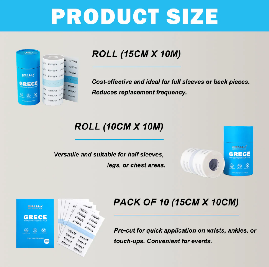 Emalla Grece Tattoo Protection Film - 5.9" x 11" Yard Roll