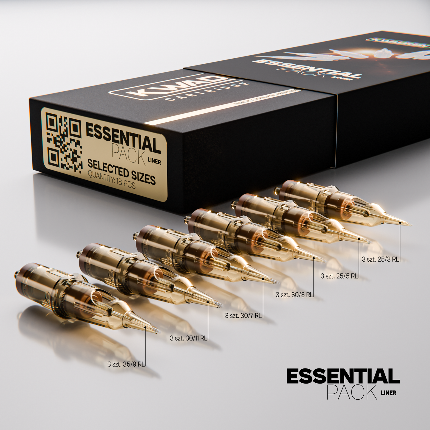 Kwadron Cartridge Needles - Essential Pack Tattoo Cartridges 18pcs