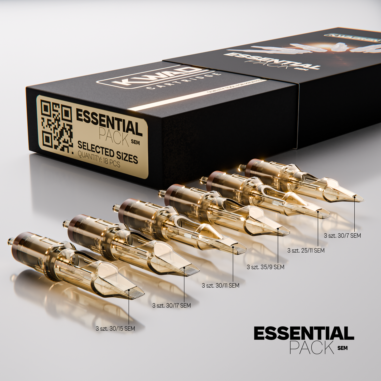 Kwadron Cartridge Needles - Essential Pack Tattoo Cartridges 18pcs