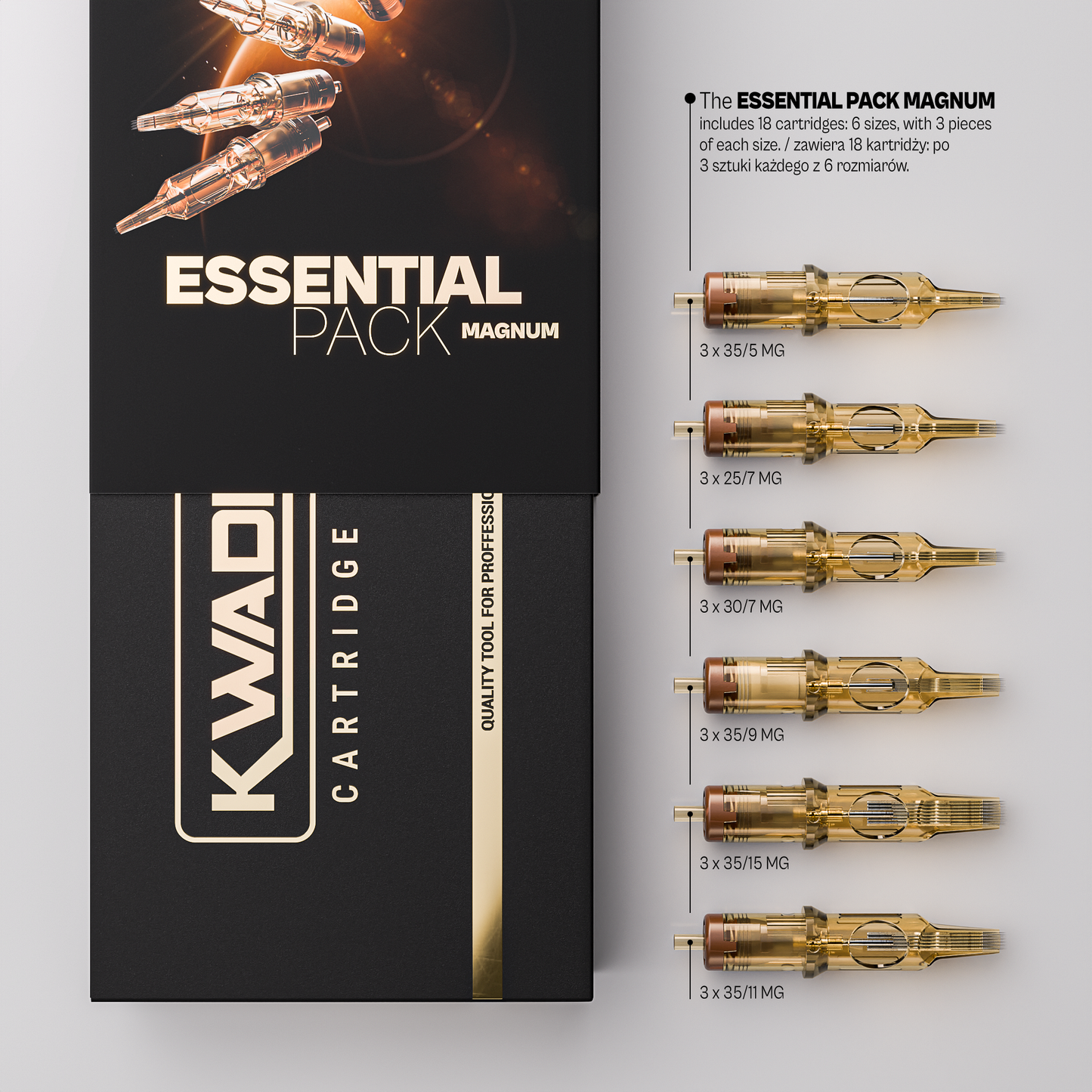 Kwadron Cartridge Needles - Essential Pack Tattoo Cartridges 18pcs