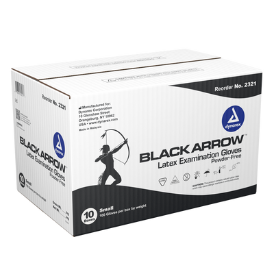 Guantes de látex Black Arrow - Sin polvo - Caja de 10 cajas