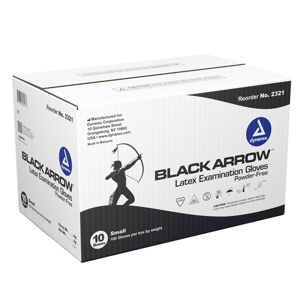 Guantes de látex Black Arrow - Sin polvo - Caja de 10 cajas