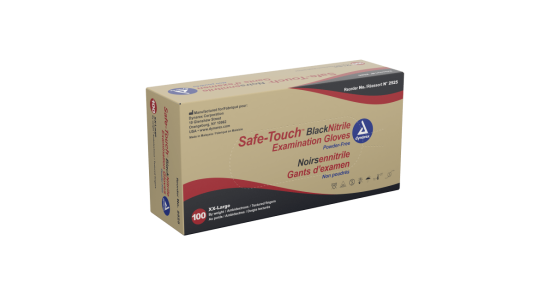 Safe-Touch Black Nitrile Exam Gloves Powder-Free - Box of 100