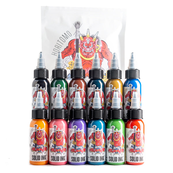 Tinta sólida - Juego de 12 colores Horitomo, botellas de 1 oz