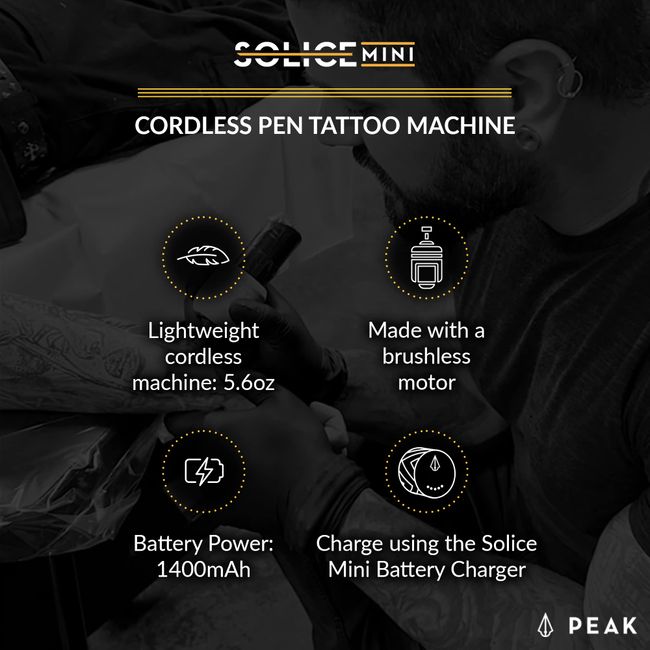 Máquina de tatuaje con bolígrafo inalámbrico Peak Solice Mini - Negro