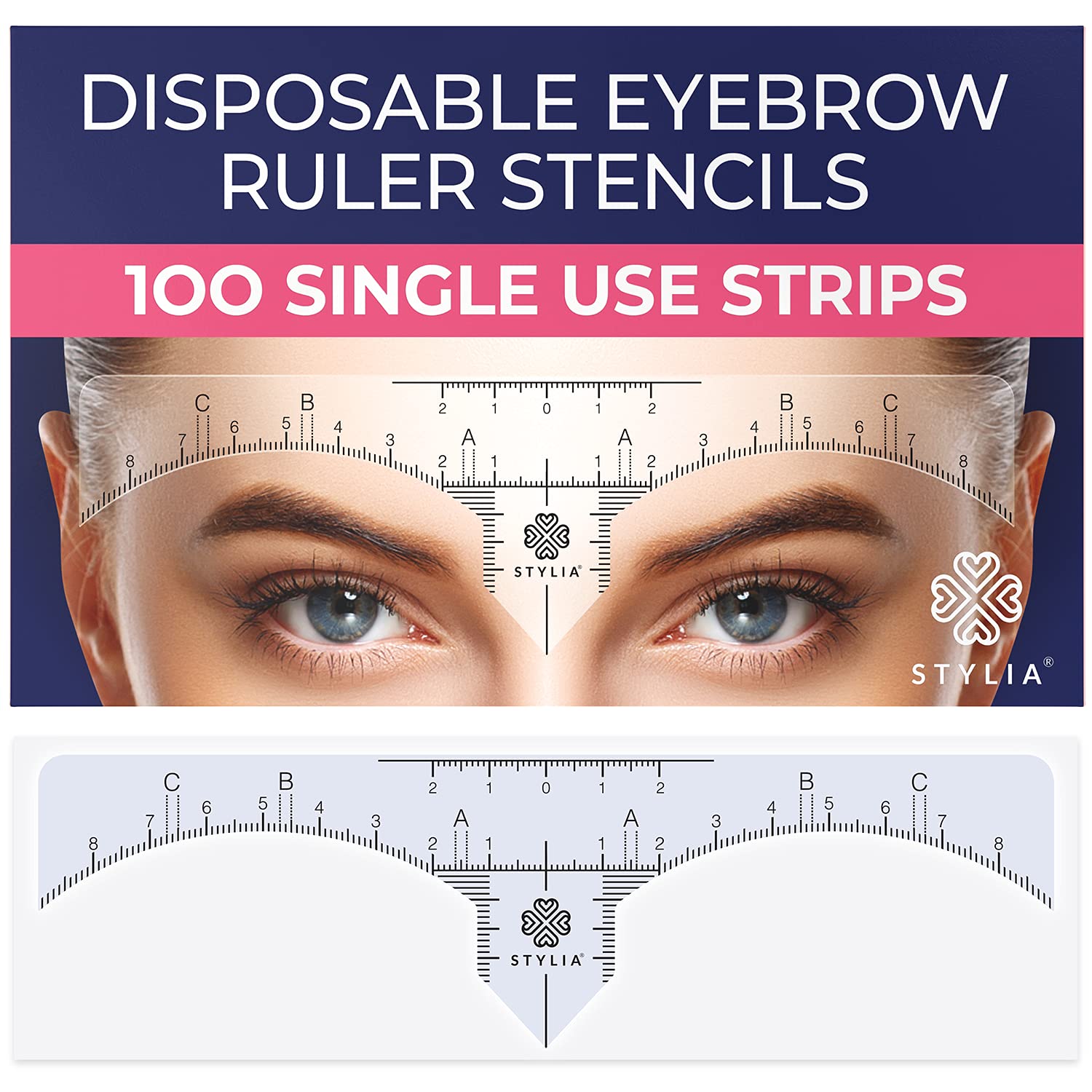 Disposable Eyebrow Ruler Stencils - Transparent Mapping Stickers pack of 100