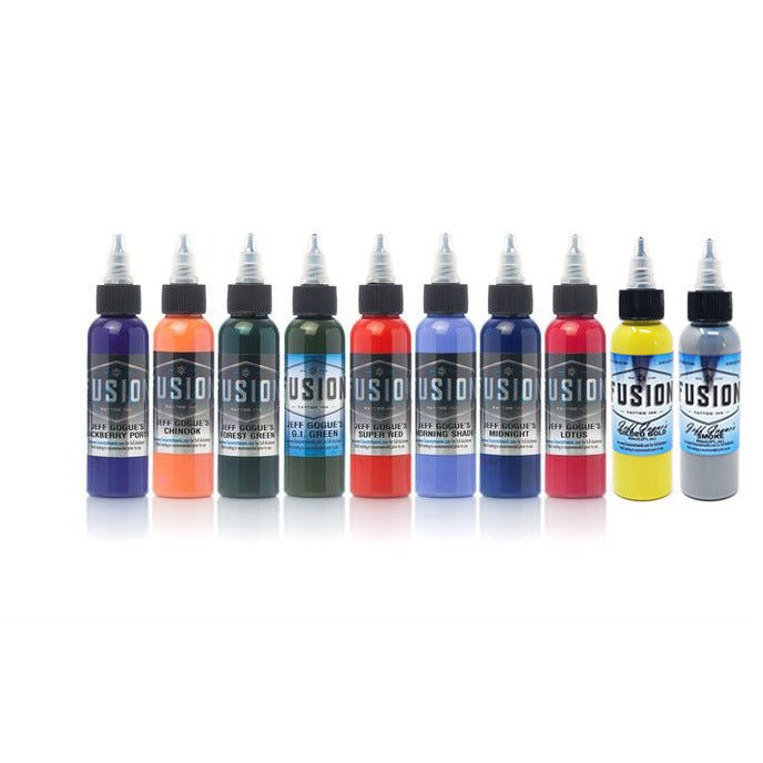 Fusion Ink -Jeff Gogue 10-Color Palette Signature Set 1oz - Miamitattoosupplies.comTATTOO INK