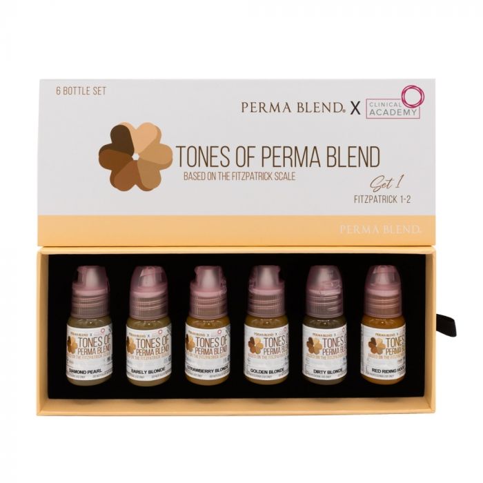 Perma Blend Pigments - Tones of Perma Blend Fitzpatrick Group Set 1-2- 6 1/2oz Bottles - Miamitattoosupplies.comPMU INKS
