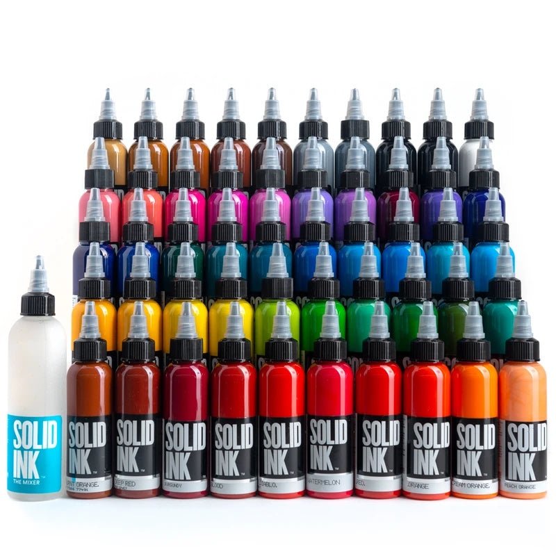 Solid Ink - 50 Color Deluxe Set - 1 oz Bottles - Miamitattoosupplies.comTATTOO INK